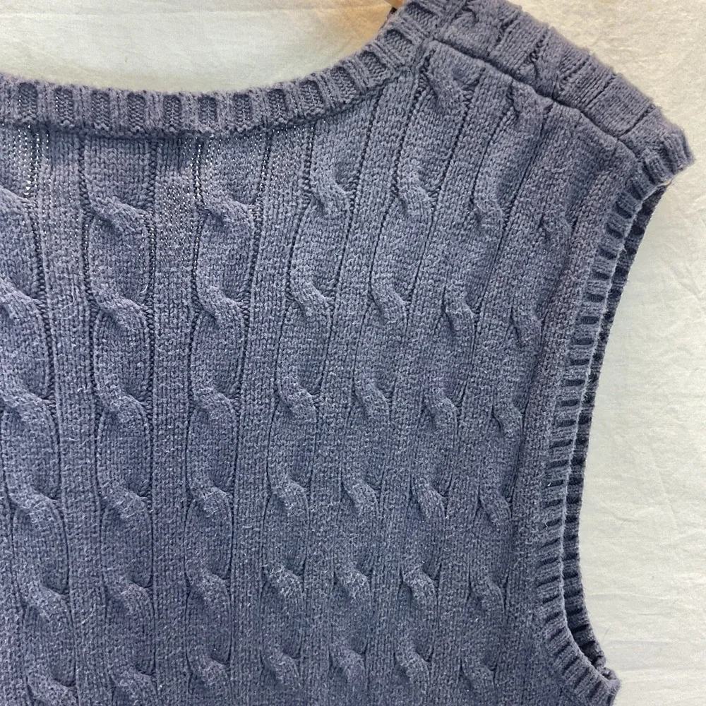 Ralph Lauren Boy's Polo Cable Knit Navy Sweater Vest Cotton Pony Size XL 18-20